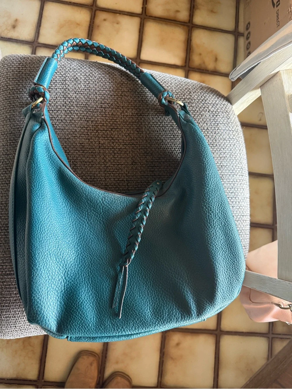 Teal Leather Hobo Bag - Women